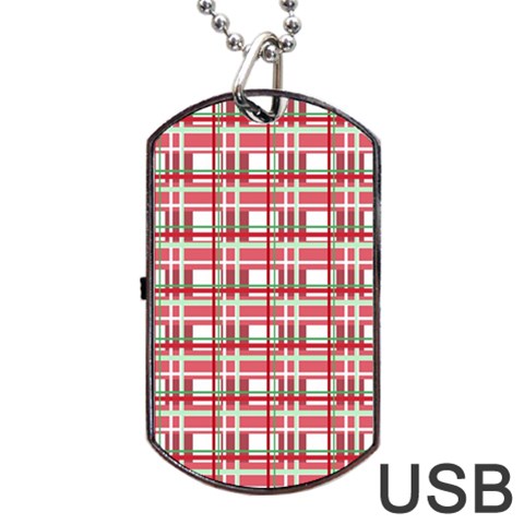 Red plaid pattern Dog Tag USB Flash (One Side) from UrbanLoad.com Front