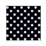 Polka Dots - Pale Lavender Violet on Black Small Satin Scarf  (Square)