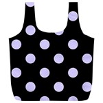 Polka Dots - Pale Lavender Violet on Black Full Print Recycle Bag (XL)