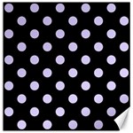 Polka Dots - Pale Lavender Violet on Black Canvas 20  x 20 