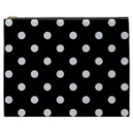 Polka Dots - Gainsboro Gray on Black Cosmetic Bag (XXXL)