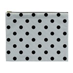 Polka Dots - Black on Light Gray Cosmetic Bag (XL)