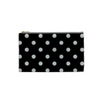 Polka Dots - Light Gray on Black Cosmetic Bag (S)
