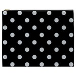 Polka Dots - Light Gray on Black Cosmetic Bag (XXXL)