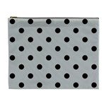 Polka Dots - Black on Silver Gray Cosmetic Bag (XL)