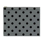 Polka Dots - Black on Gray Cosmetic Bag (XL)