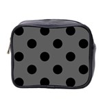 Polka Dots - Black on Dark Gray Mini Toiletries Bag (Two Sides)