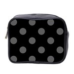 Polka Dots - Dark Gray on Black Mini Toiletries Bag (Two Sides)