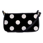 Polka Dots - Seashell on Black Shoulder Clutch Bag