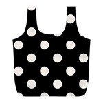 Polka Dots - Seashell on Black Full Print Recycle Bag (L)