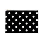 Polka Dots - Seashell on Black Cosmetic Bag (L)
