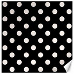 Polka Dots - Seashell on Black Canvas 20  x 20 