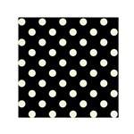 Polka Dots - Beige on Black Small Satin Scarf  (Square)
