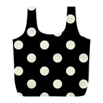 Polka Dots - Beige on Black Full Print Recycle Bag (L)