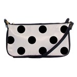 Polka Dots - Black on Linen Shoulder Clutch Bag
