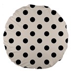 Polka Dots - Black on Linen Large 18  Premium Round Cushion