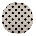 Polka Dots - Black on Linen Large 18  Premium Flano Round Cushion