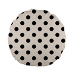 Polka Dots - Black on Linen Standard 15  Premium Flano Round Cushion