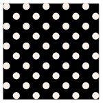 Polka Dots - Linen on Black Large Satin Scarf (Square)