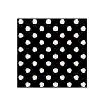 Polka Dots - Linen on Black Satin Bandana Scarf