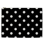 Polka Dots - Linen on Black Cosmetic Bag (XXL)