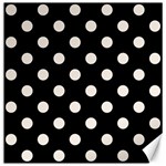 Polka Dots - Linen on Black Canvas 16  x 16 