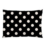 Polka Dots - Linen on Black Pillow Case (Two Sides)