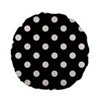Polka Dots - Linen on Black Standard 15  Premium Round Cushion