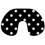 Polka Dots - Linen on Black Travel Neck Pillow