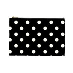 Polka Dots - Ivory on Black Cosmetic Bag (L)
