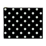 Polka Dots - Ivory on Black Cosmetic Bag (XL)