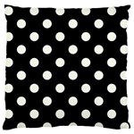 Polka Dots - Ivory on Black Large Flano Cushion Case (One Side)