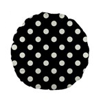 Polka Dots - Ivory on Black Standard 15  Premium Flano Round Cushion