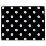 Polka Dots - White Smoke on Black Cosmetic Bag (XXXL)