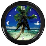 Lone Palm Tree Wall Clock (Black)