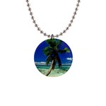 Lone Palm Tree X1 1  Button Necklace