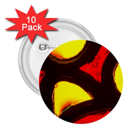 Yellow and Red Stained Glass 2.25  Button (10 pack) from UrbanLoad.com Front