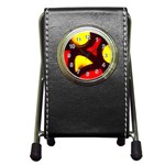 Yellow and Red Stained Glass Pen Holder Desk Clock