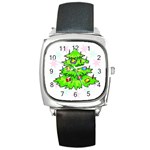 Christmas Tree Square Metal Watch