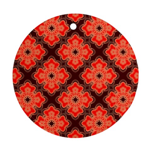 Red Opium Lotus Pattern Ornament (Round) from UrbanLoad.com Front