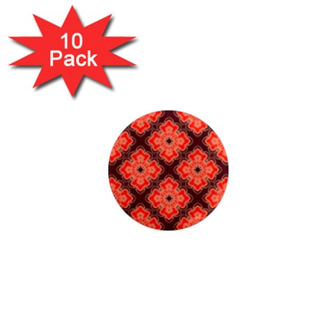 Red Opium Lotus Pattern 1  Mini Magnet (10 pack)  from UrbanLoad.com Front