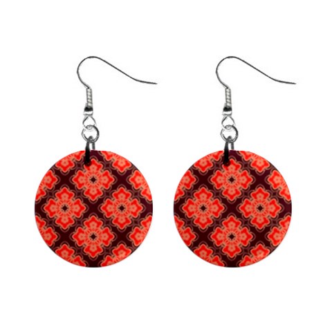 Red Opium Lotus Pattern 1  Button Earrings from UrbanLoad.com Front