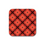 Red Opium Lotus Pattern Rubber Square Coaster (4 pack)