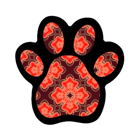 Red Opium Lotus Pattern Magnet (Paw Print) from UrbanLoad.com Front