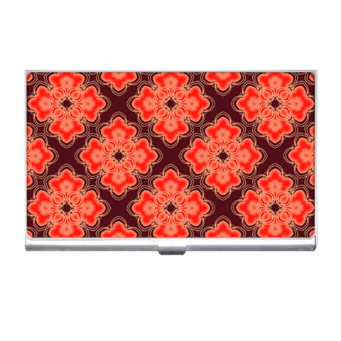 Red Opium Lotus Pattern Business Card Holder from UrbanLoad.com Front
