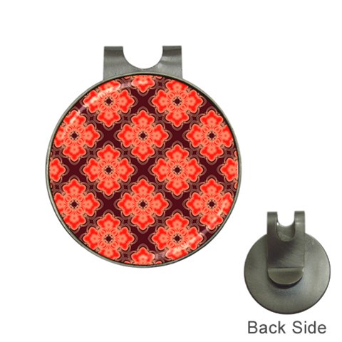 Red Opium Lotus Pattern Golf Ball Marker Hat Clip from UrbanLoad.com Front