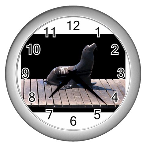 Seal on Deck Wall Clock (Silver) from UrbanLoad.com Front
