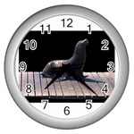 Seal on Deck Wall Clock (Silver)