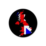 Union Jack Flag Map Rubber Round Coaster (4 pack)