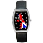 Union Jack Flag Map Barrel Style Metal Watch